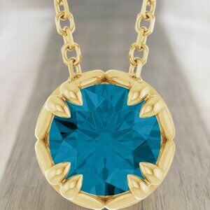 Round London Blue Topaz Pendant in 14kt Yellow Gold